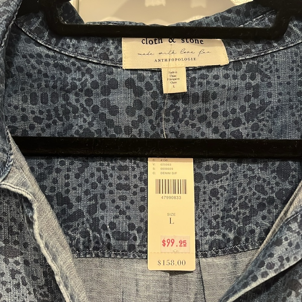 Anthropologie cloth and stone printed chambray dress - Picture 3 of 4